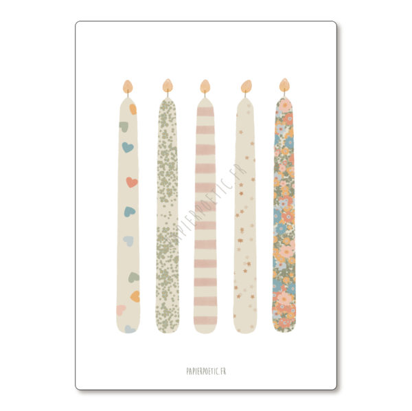 Carte | Bougies colorées