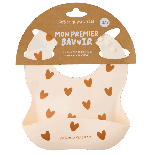 Bavoir silicone coeur | Crème – Image 4