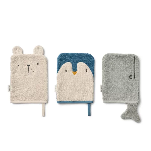 Gants de toilette | Baleine, pingouin, ours