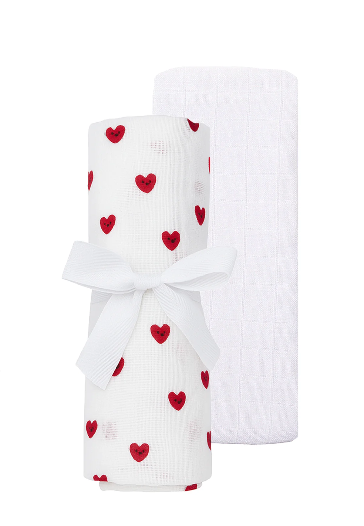 Duo de langes | Coeur rouge et blanc