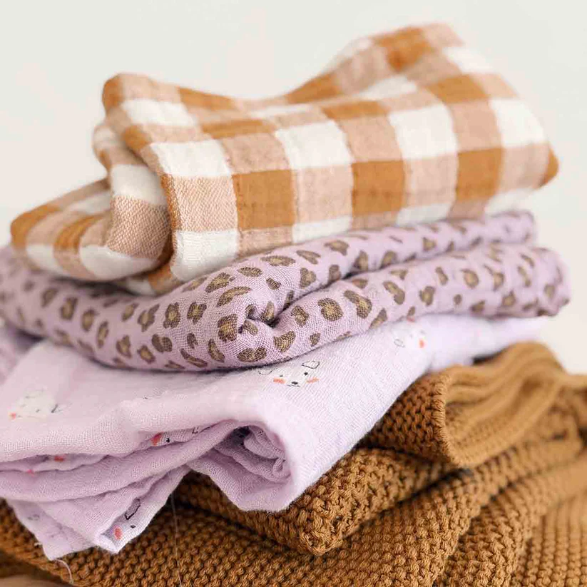 Foulard-Lange Bianca XL | Vichy Caramel – Image 4