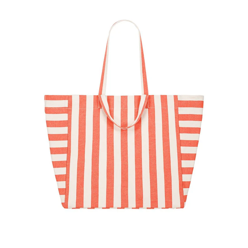 Sac Cabas Elisa | Rayé Rouge et Gris