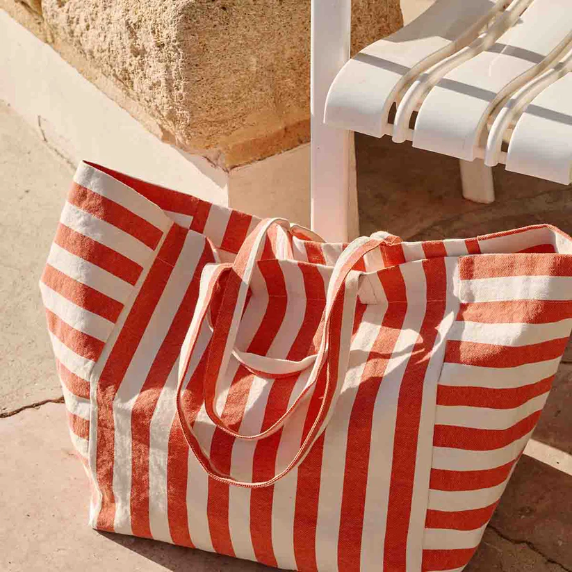 Sac Cabas Elisa | Rayé Rouge et Gris – Image 4
