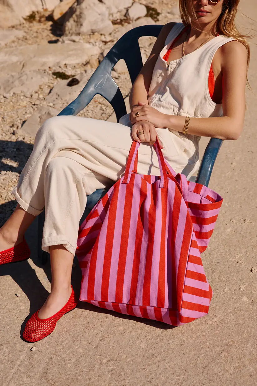 Sac Cabas Elisa | Rayé Orchidée et Rouge – Image 5