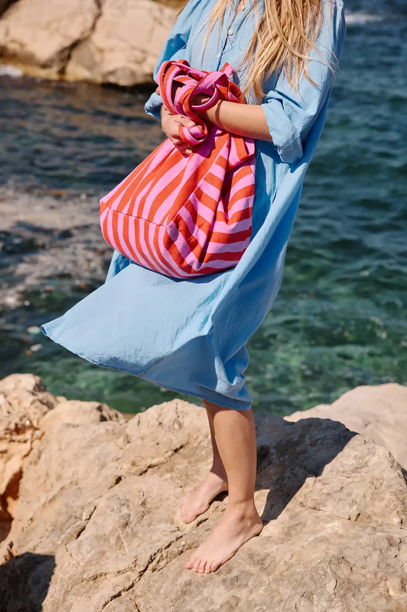 Sac Cabas Elisa | Rayé Orchidée et Rouge – Image 4