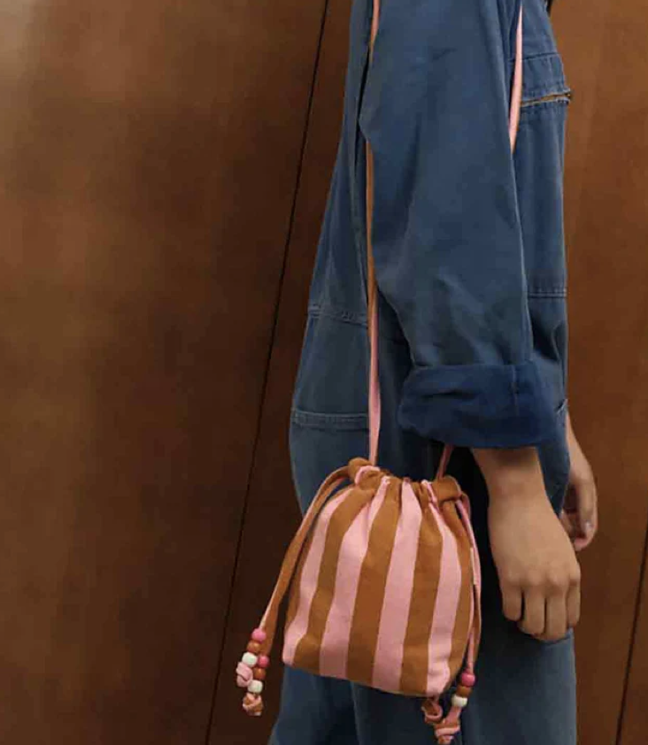 Mini sac Billie | Rayé Rose Caramel – Image 3