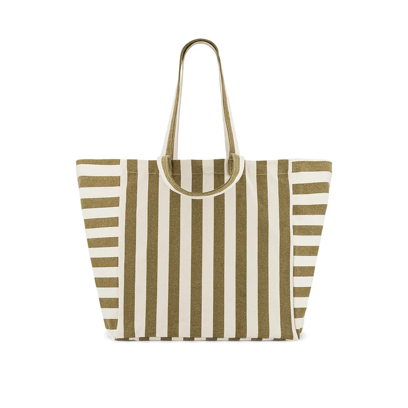 Sac Cabas Elisa | Rayé Olive et Gris