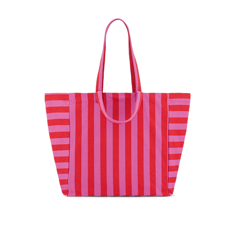 Sac Cabas Elisa | Rayé Orchidée et Rouge