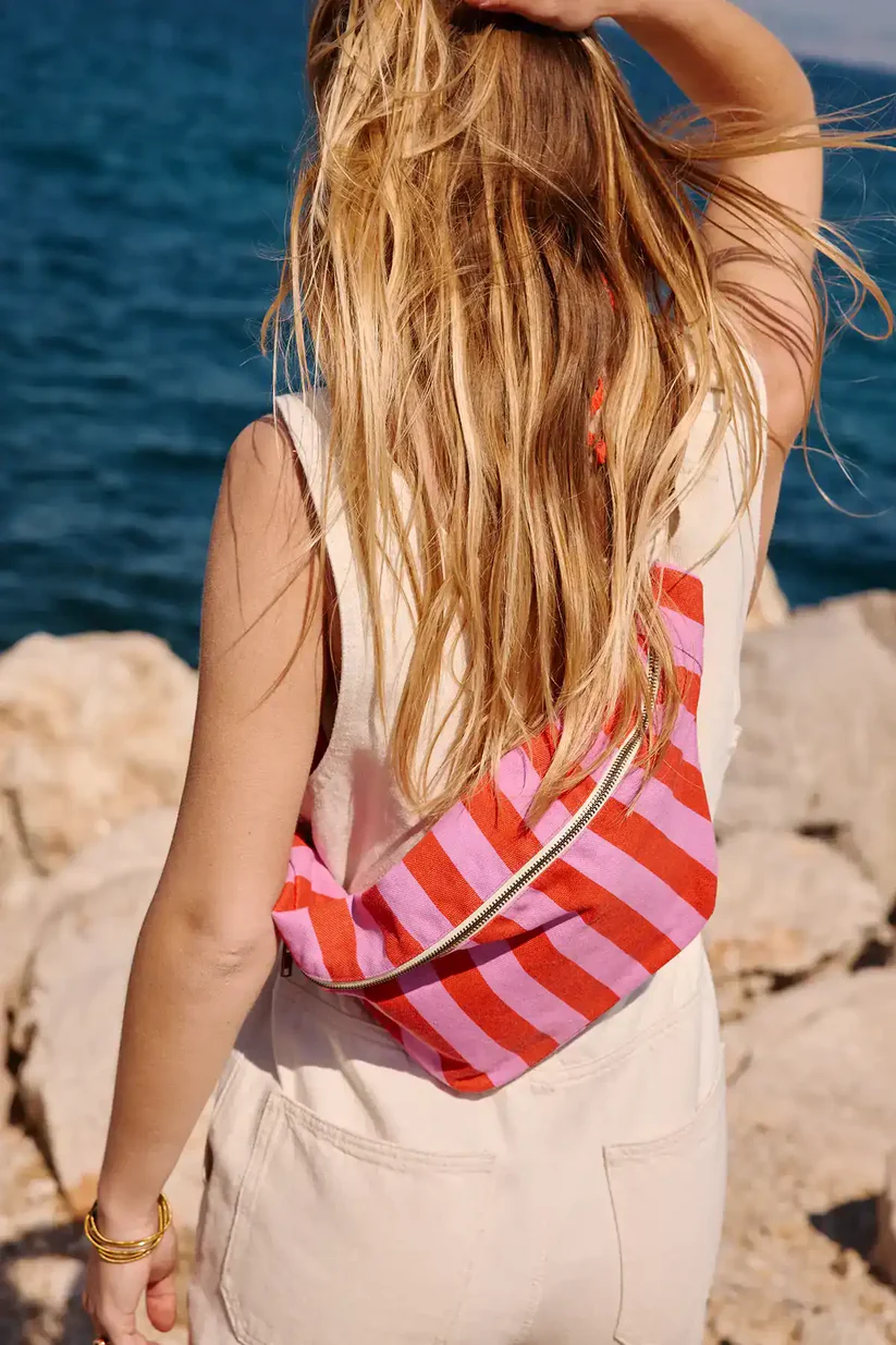 Sac Banane | Rayé Orchidée / Tomate – Image 4
