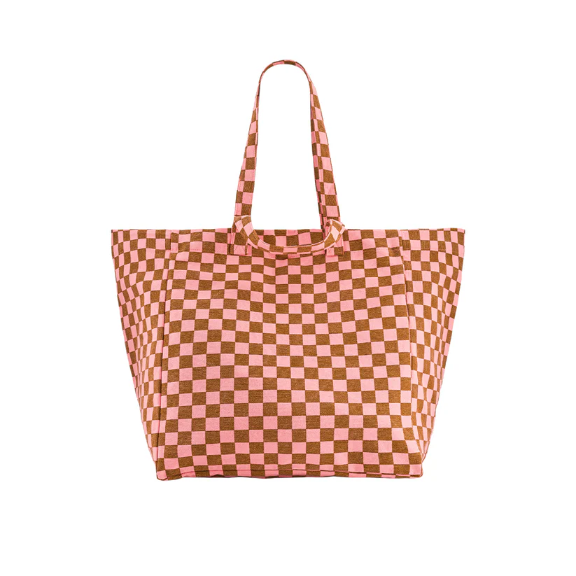 Sac Cabas Elisa | Damier Rose/ Caramel