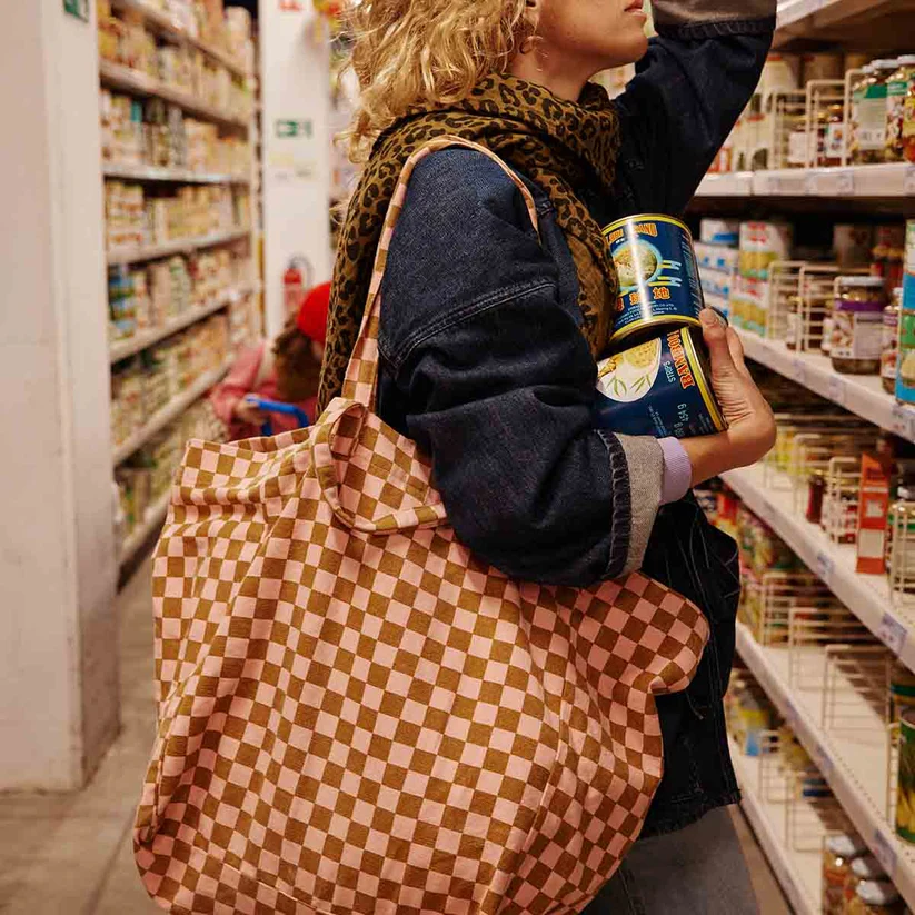 Sac Cabas Elisa | Damier Rose/ Caramel – Image 3