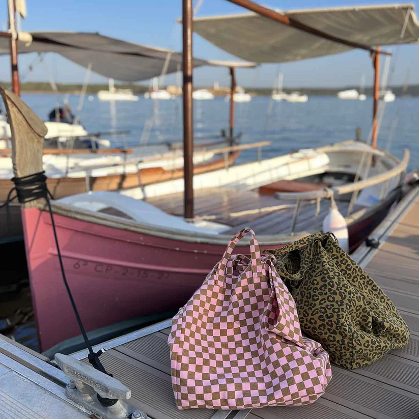 Sac Cabas Elisa | Damier Rose/ Caramel – Image 5