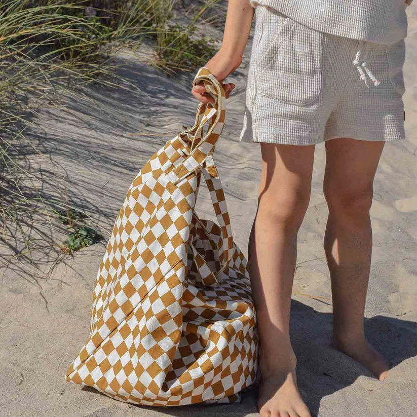 Sac Cabas Elisa | Damier Caramel / Beige – Image 4